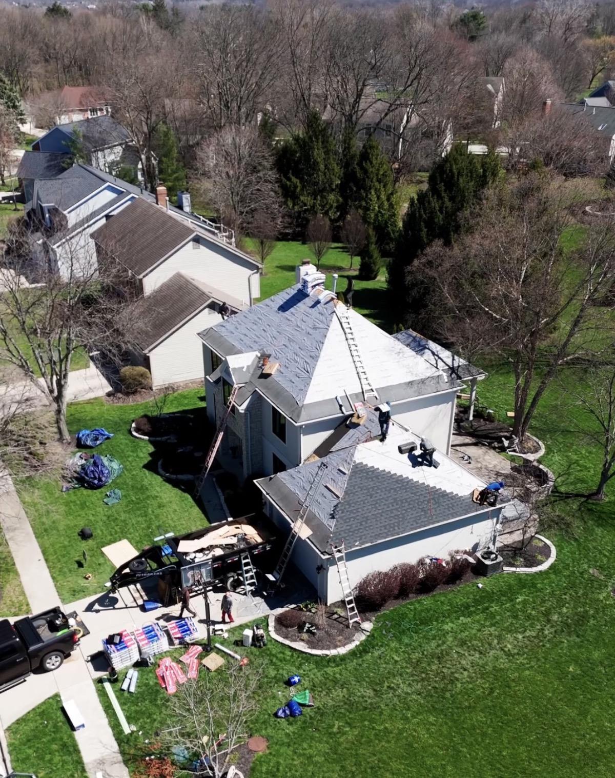 Your Company crew installing a new roof in Columbus, Ohio