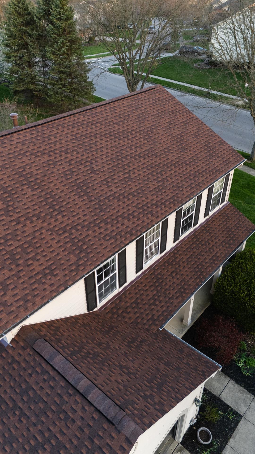 Brown shingle roof - top of roof detail